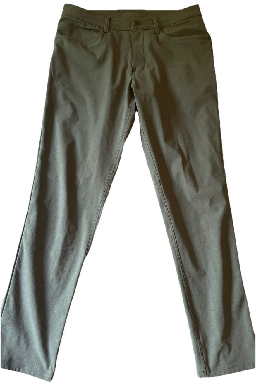 Lululemon Commission Pant Mens 32 x32 Dark Olive Green ABC Slim Warpstreme Chino